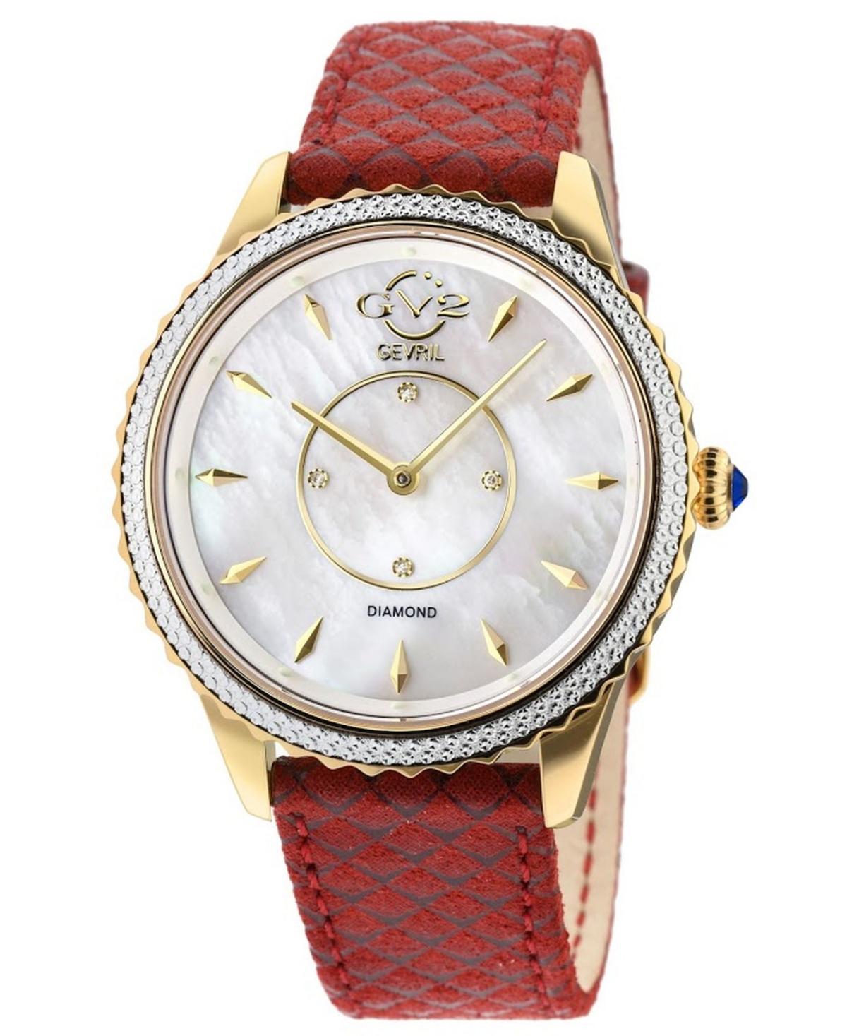 Gevril Womens Siena Swiss Quartz Red Italian Leather Strap Watch 38mm - Red Product Image