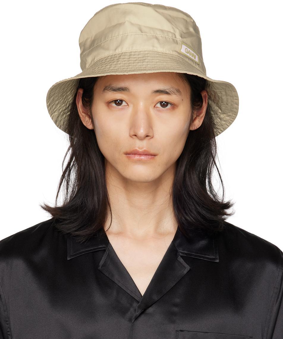 Beige Logo Patch Bucket Hat Product Image