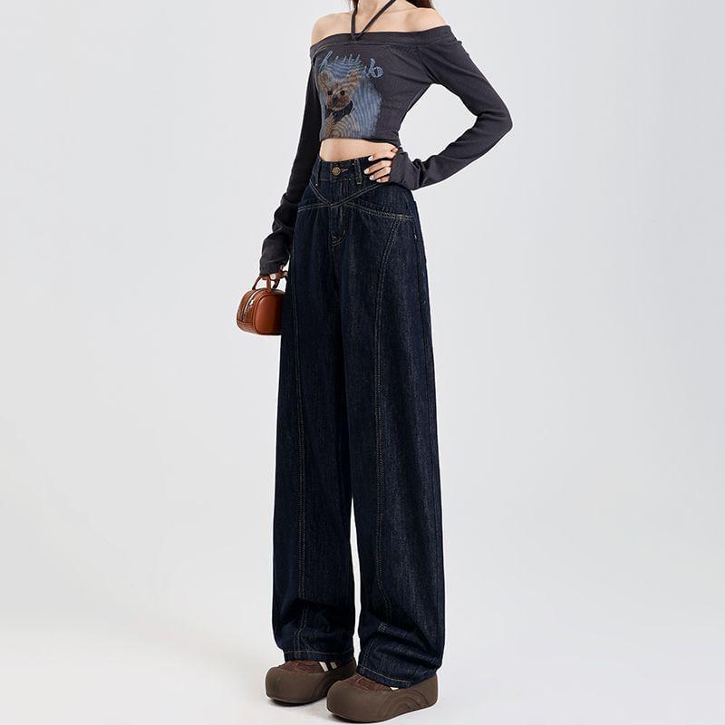 High Rise Wide Leg Jeans (Various Designs) Product Image