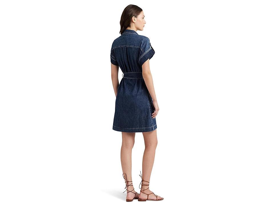 Lauren Ralph Lauren Belted Denim Shirtdress (Atlas Wash) Women's Dress Product Image