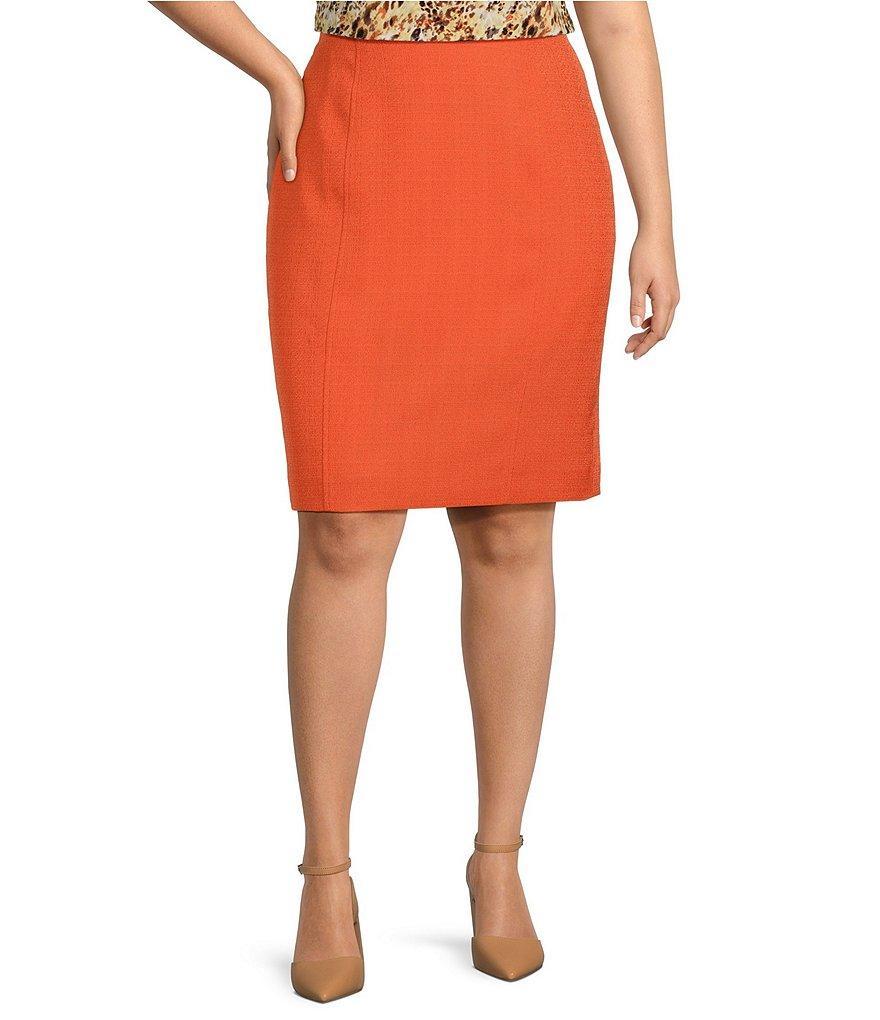 Kasper Plus Textured Side Zip Pencil Skirt Product Image