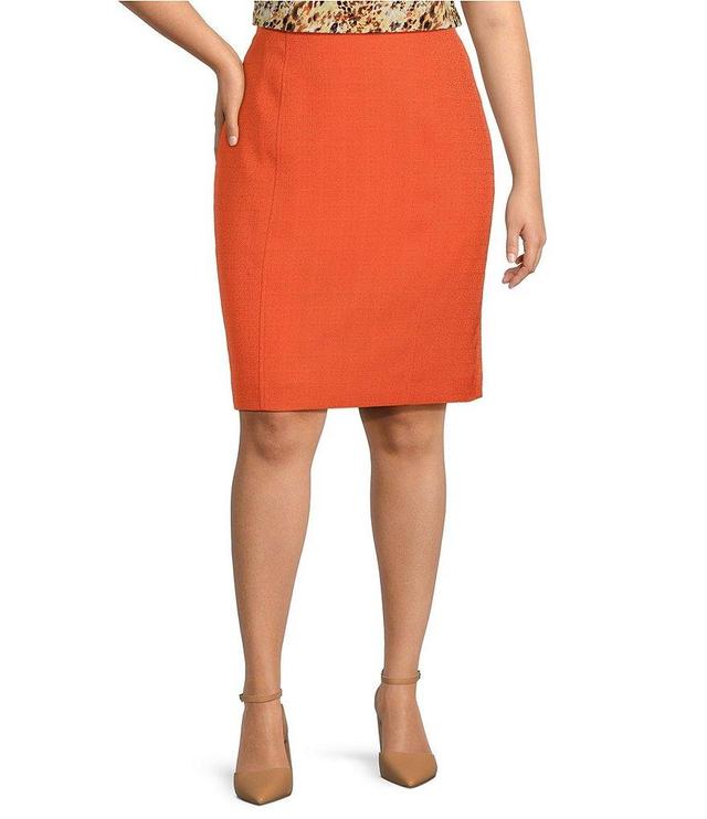 Kasper Plus Textured Side Zip Pencil Skirt Product Image