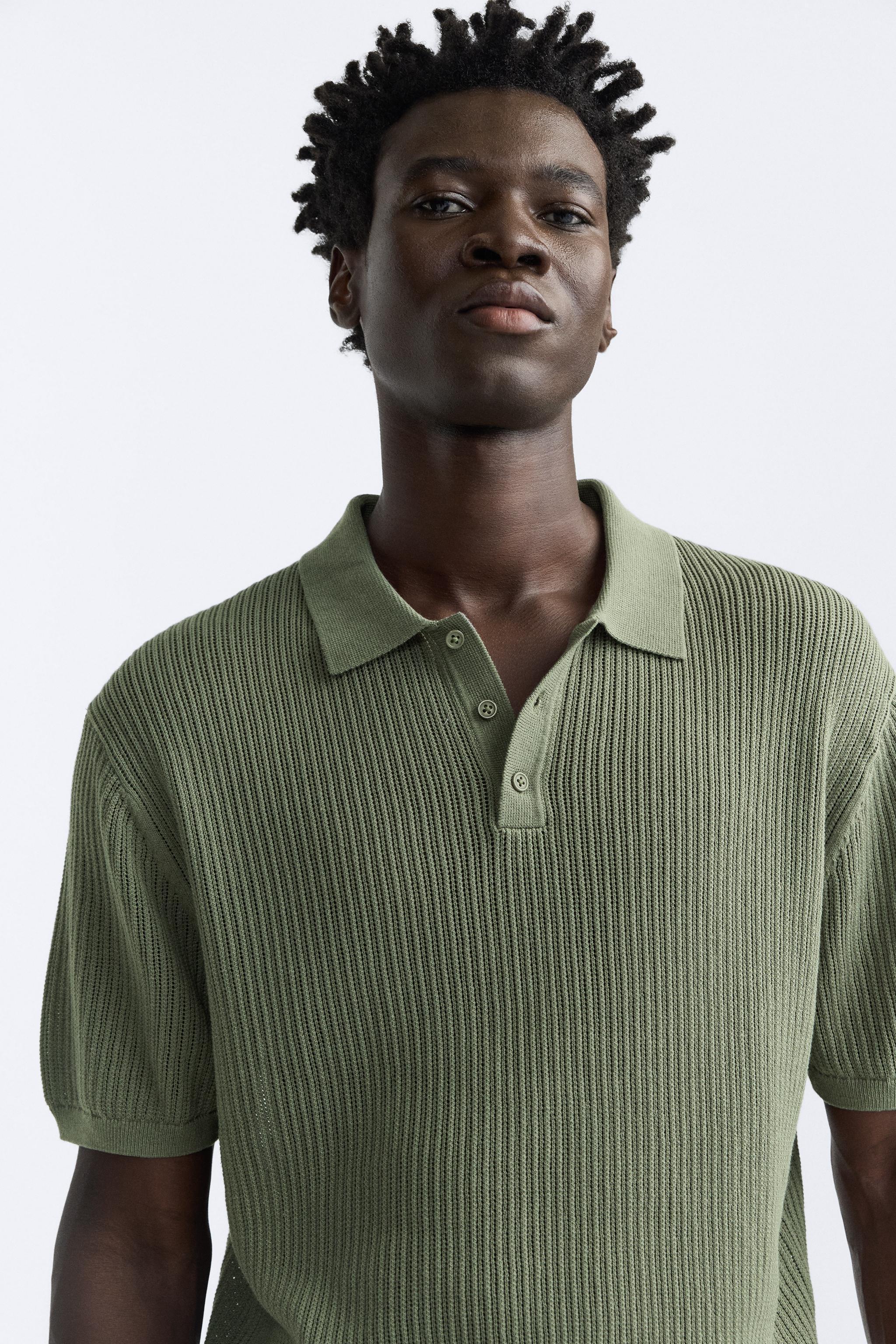 COTTON - LINEN BLEND KNIT POLO Product Image