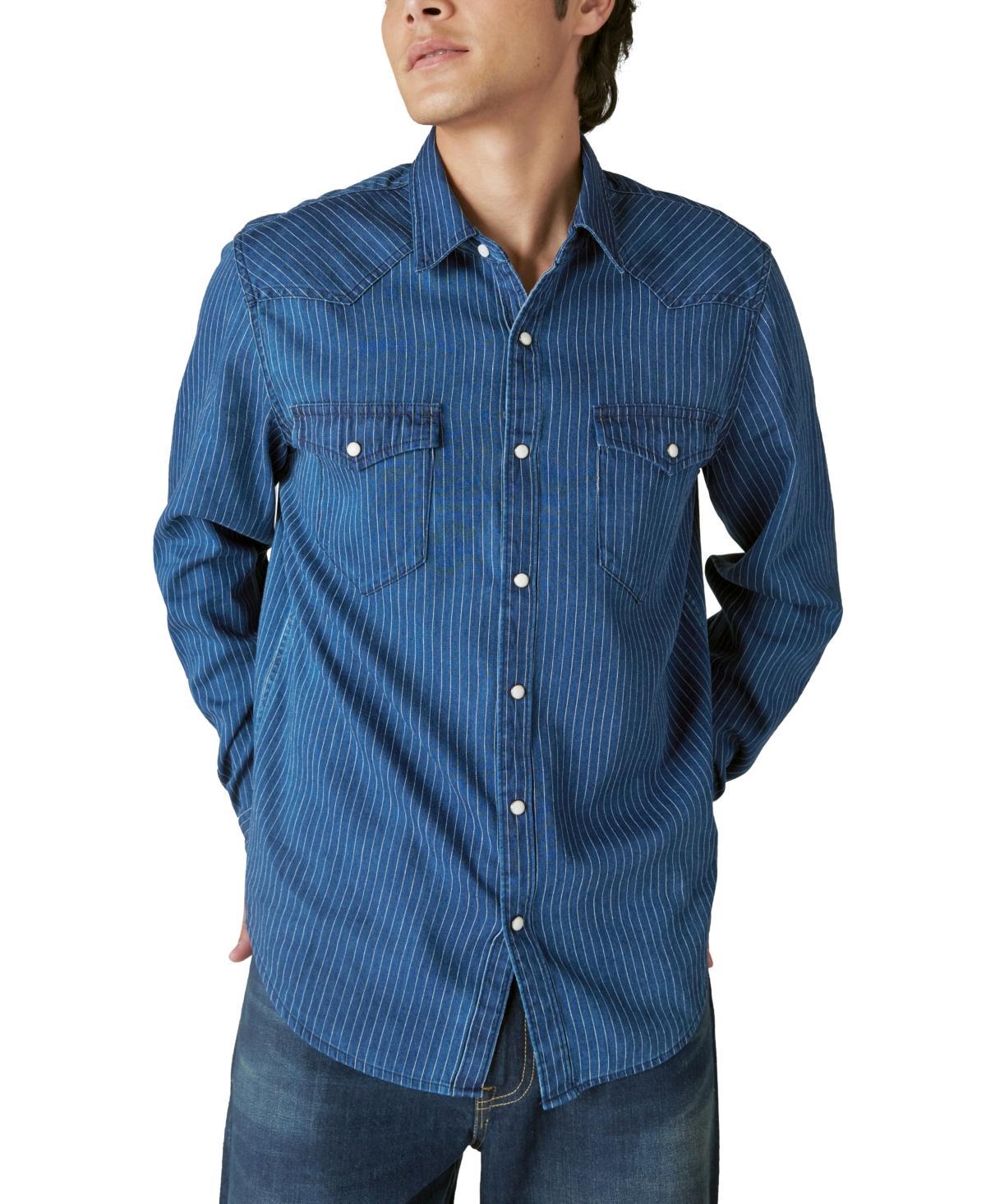 Lucky Brand Mens Railroad Stripe Western Long Sleeve Snap-Front Shirt Product Image