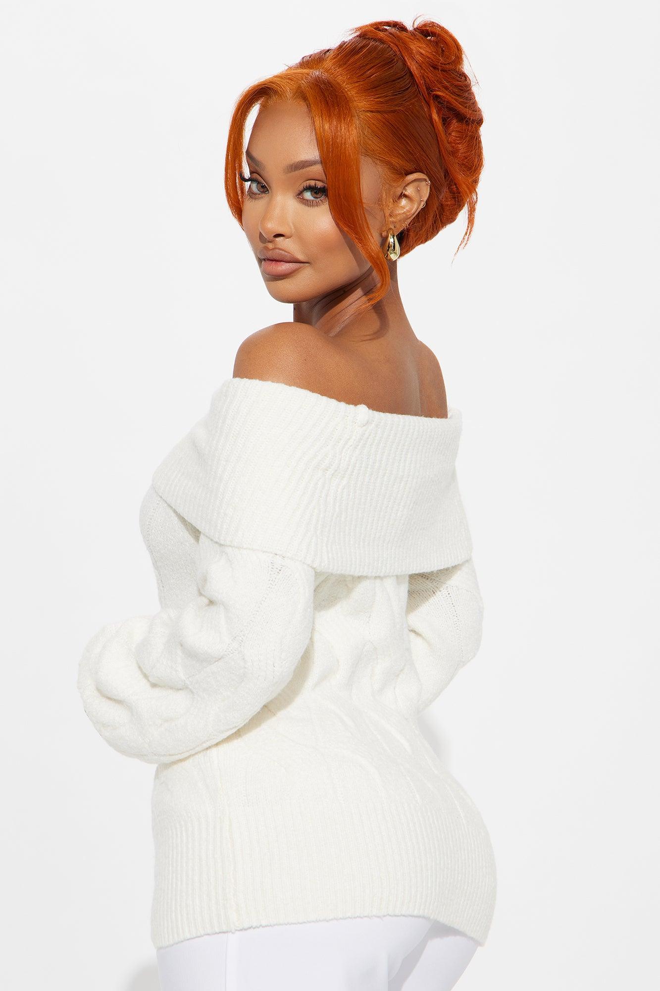 Mila Off Shoulder Sweater - Ivory Product Image