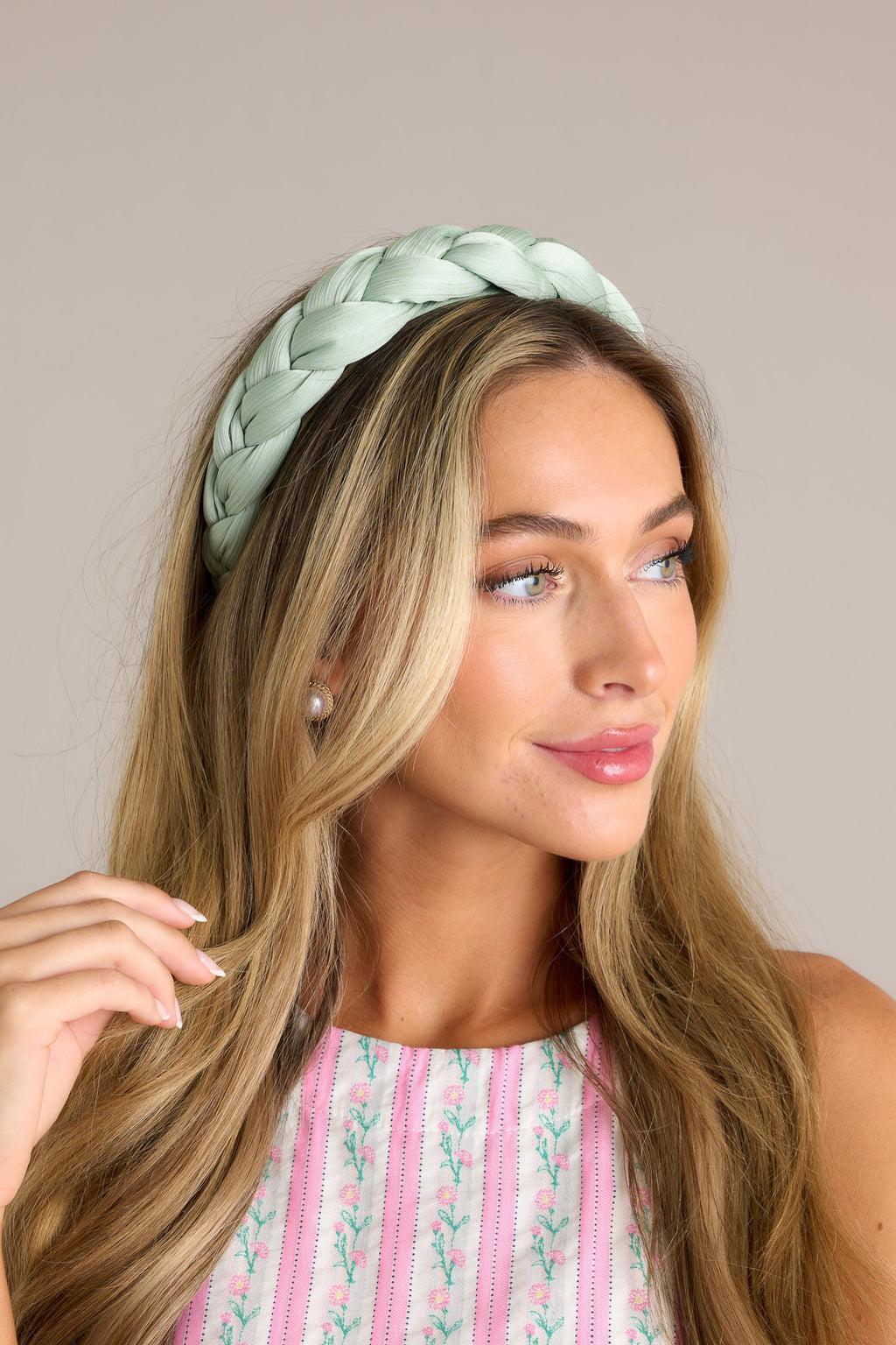 Moments of Me Light Green Braided Headband Product Image