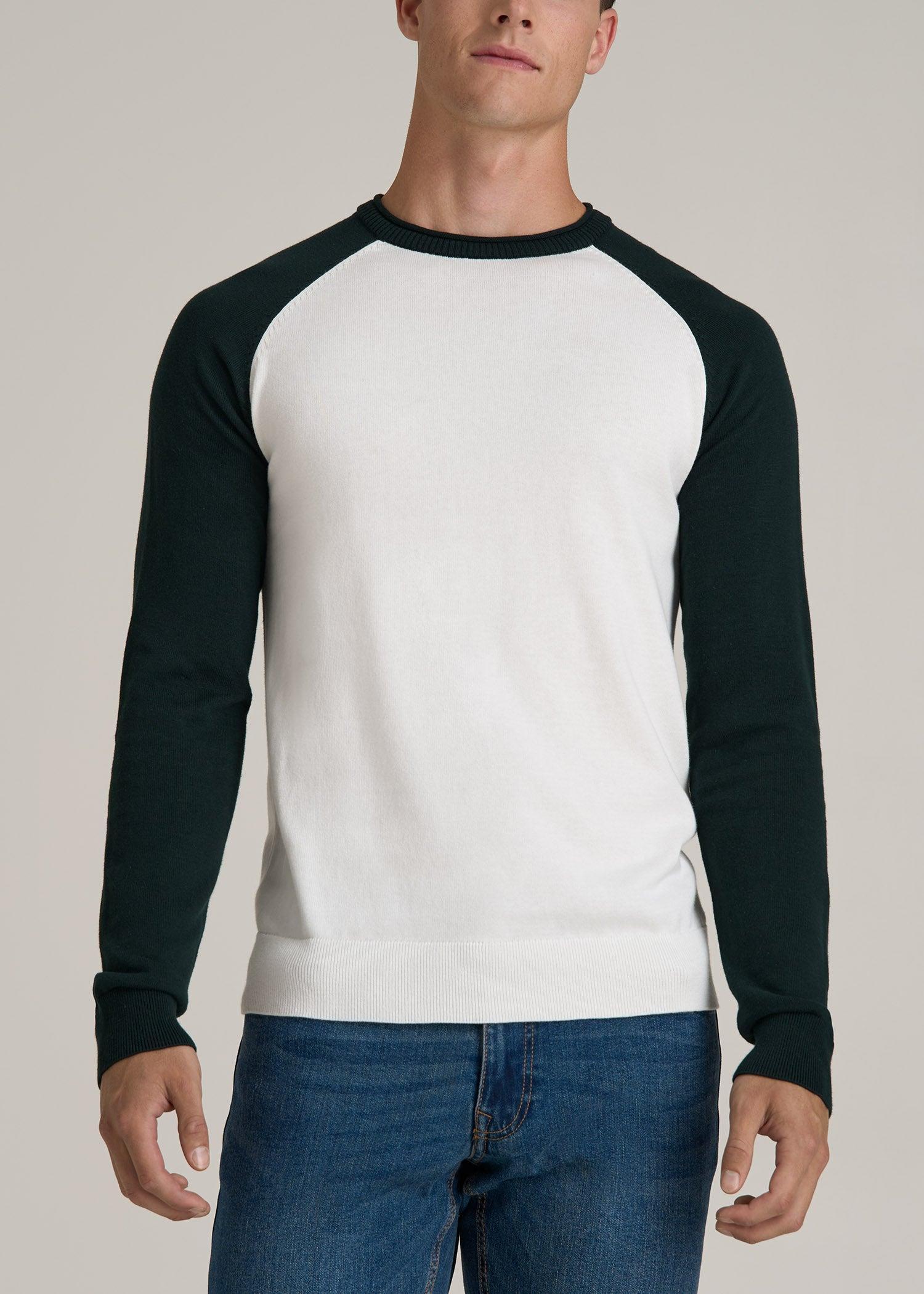 Color Block Raglan Sweater for Tall Men in Cream and Emerald Product Image