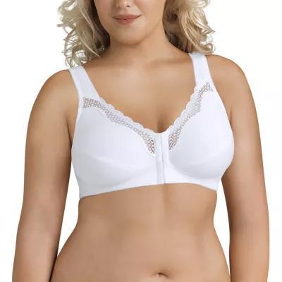 Exquisite Form® Women's FULLY Wireless Cotton Back & Posture Support Bra with Front Closure & Lace- 5100531 Product Image