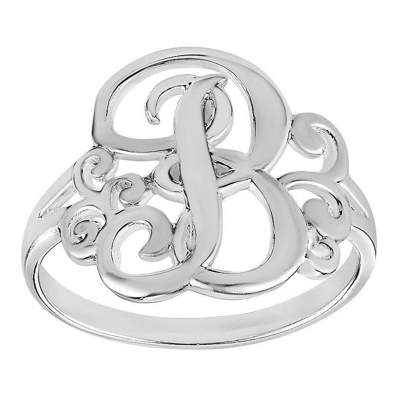 Womens PRIMROSE Sterling silver polished monogram initial B band ring size 7., Womens Grey Product Image