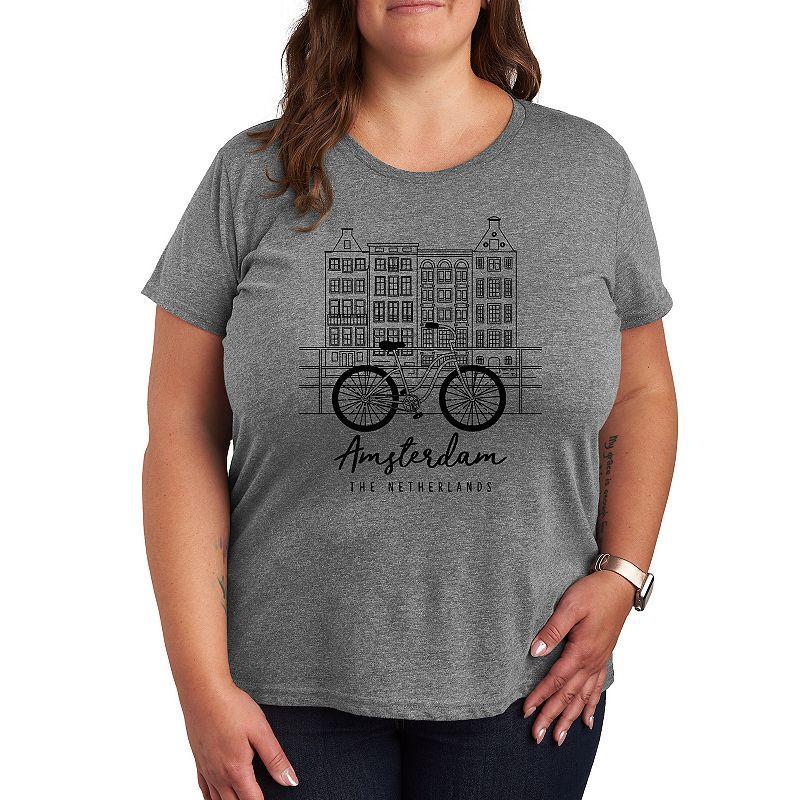 Missy Plus Size Amsterdam Graphic Tee, Womens Grey Gray Product Image