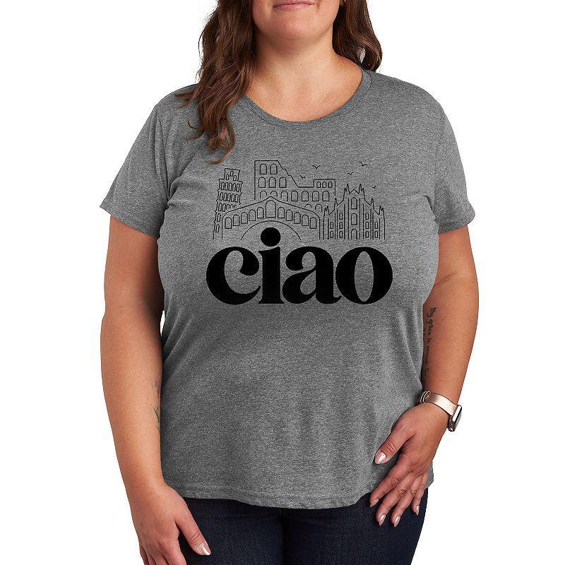 Womens Ciao Italy Landmarks Graphic Tee Grey Gray Product Image