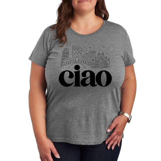 Womens Ciao Italy Landmarks Graphic Tee Grey Gray Product Image