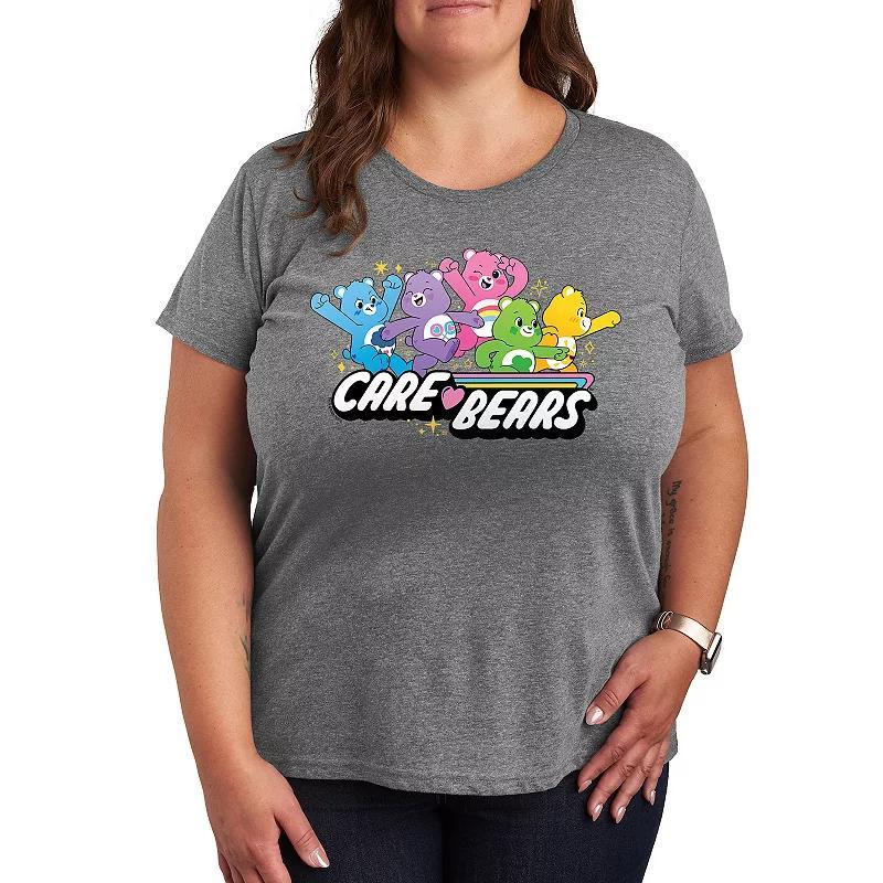 Plus Care Bears Unlock The Magic Logo Group Graphic Tee, Womens Grey Gray Product Image