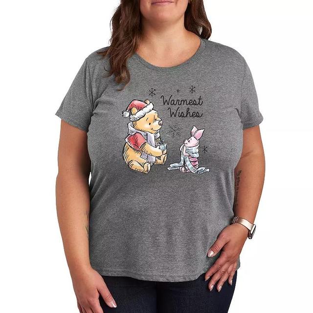 Disneys Winnie The Pooh Piglet & Pooh Plus Warmest Wishes Graphic Tee, Girls Grey Gray Product Image