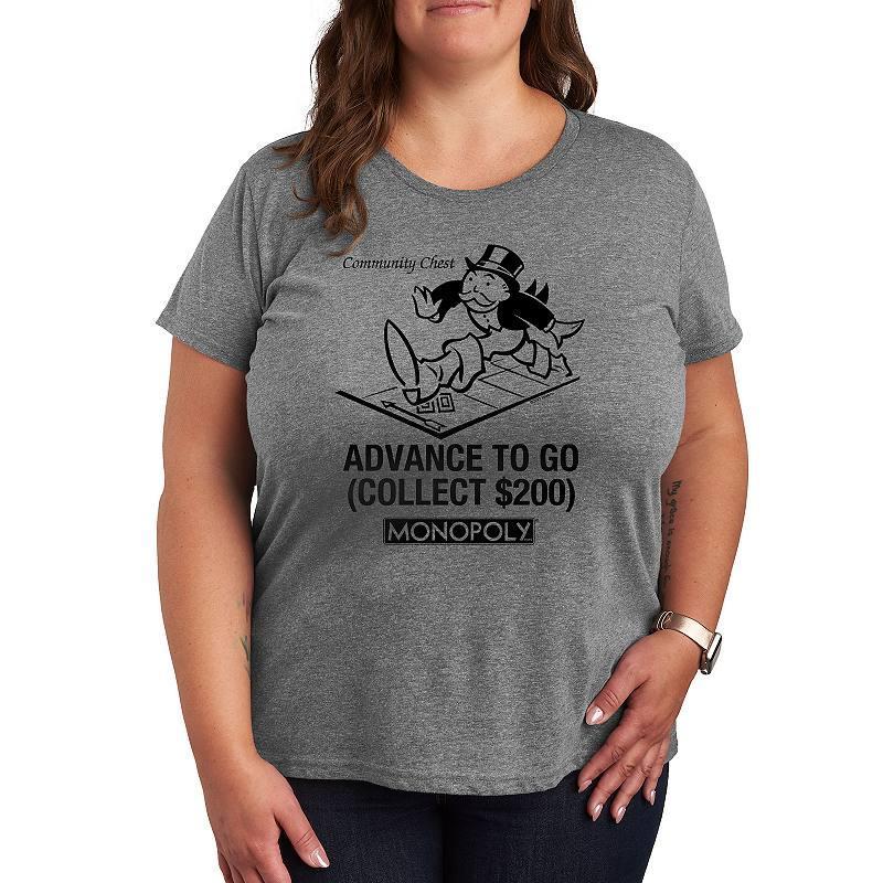 Plus Monopoly Advance To Go Graphic Tee, Womens Grey Gray Product Image