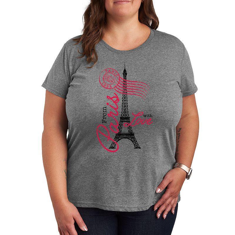 Plus Size Paris Love Postmark Graphic Tee, Womens Product Image