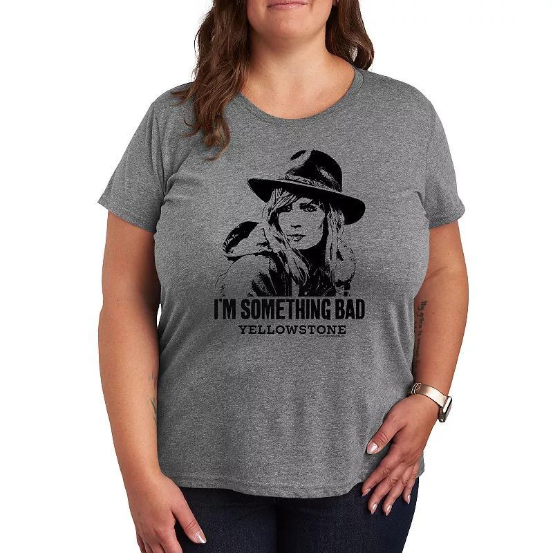 Plus Yellowstone Im Something Bad Graphic Tee, Womens Grey Gray Product Image