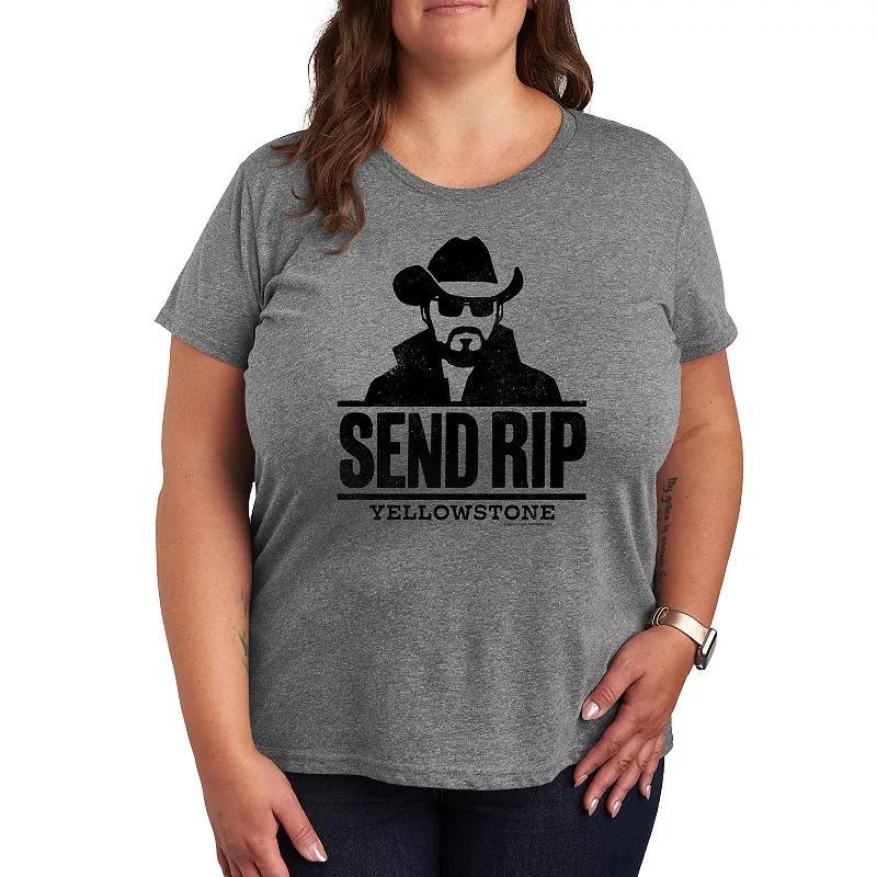 Plus Yellowstone Send Rip Graphic Tee, Womens Grey Gray Product Image