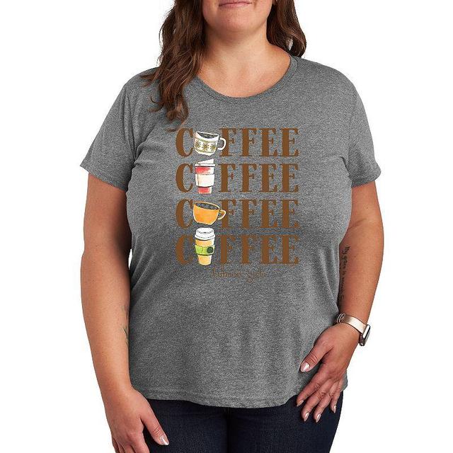 Hybrid Gilmore Girls Womens Tee Shirts HEATHER Gray Gilmore Girls Coffee Repeated Graphic Tee - Women & Plus Product Image