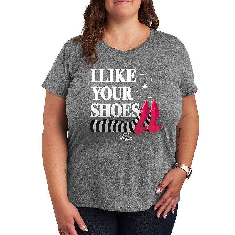 Plus The Wizard Of Oz Like Your Shoes Graphic Tee, Womens Grey Gray Product Image