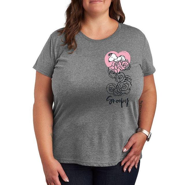 Plus Peanuts Snoopy Roses Graphic Tee, Womens Product Image