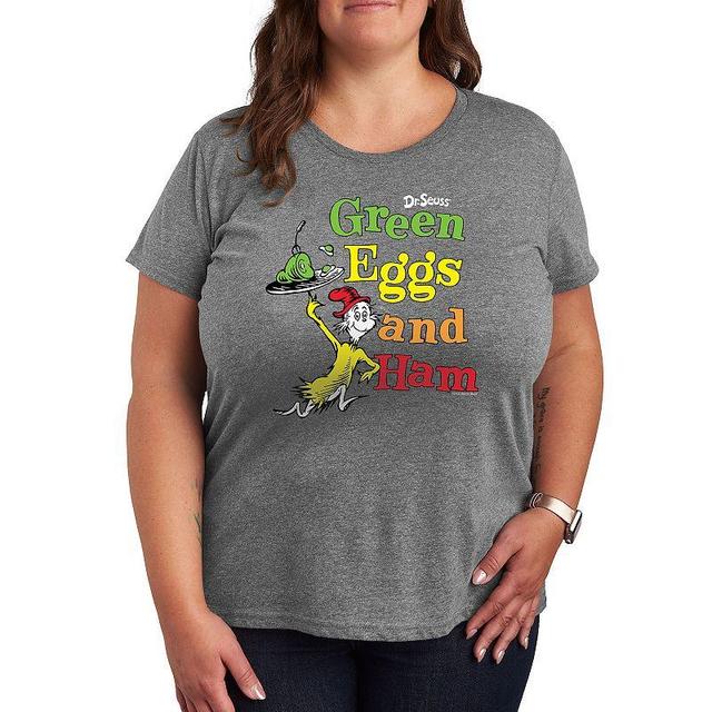 Plus Dr. Seuss Green Eggs And Ham Graphic Tee, Womens Grey Royal Blue Product Image