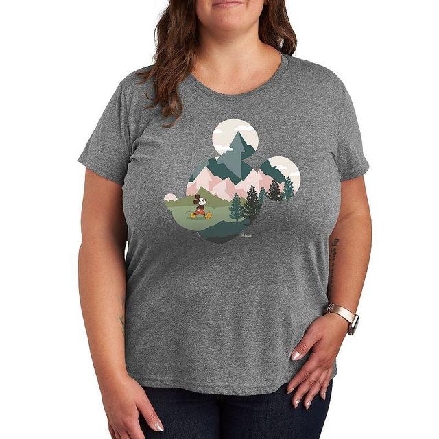 Disneys Mickey Mouse Plus Nature Fill Graphic Tee, Womens Grey Gray Product Image