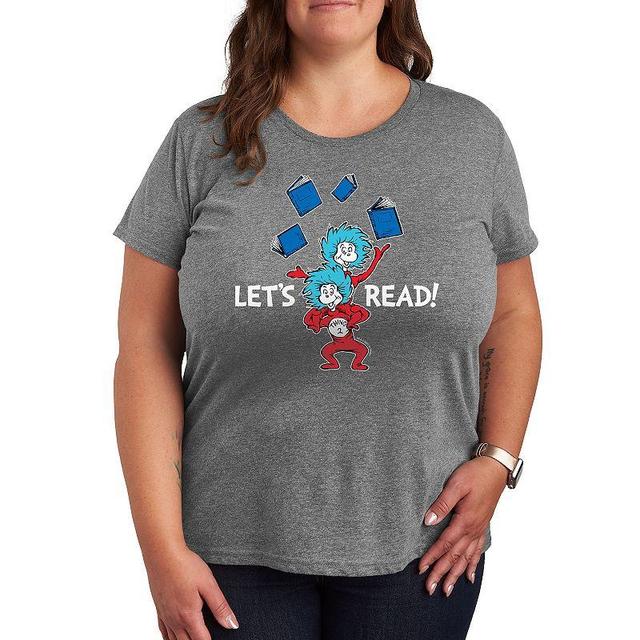 Plus Dr. Seuss Lets Read Graphic Tee, Womens Grey Gray Product Image