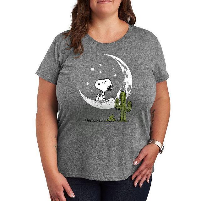 Womens Peanuts Snoopy Desert On Moon Graphic Tee, Girls Grey Gray Product Image