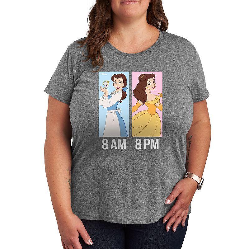 Disney Princess Belle Plus AM to PM Graphic Tee, Womens Grey Gray Product Image