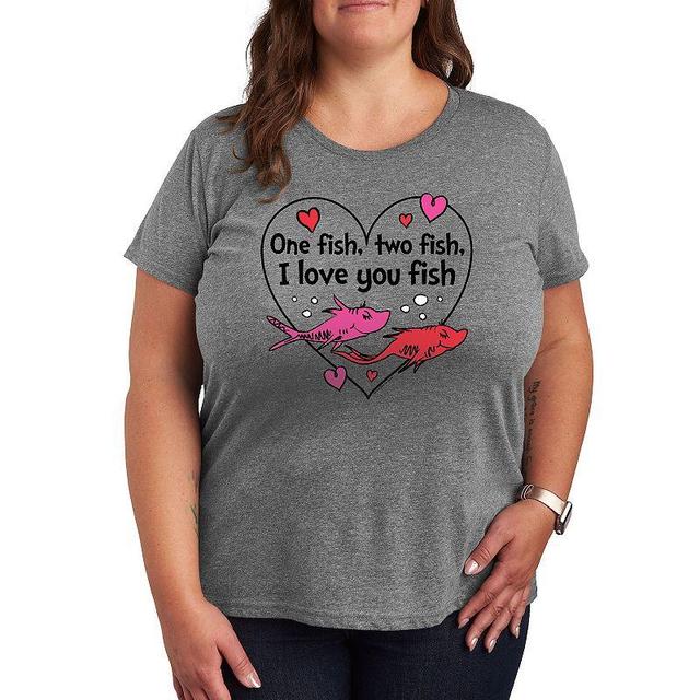 Plus Size Dr. Seuss I Love You Fish Graphic Tee, Womens Grey Gray Product Image