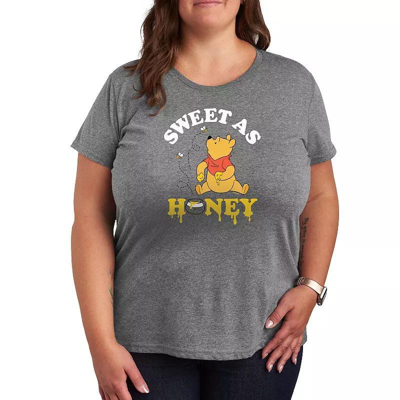 Disneys Winnie The Pooh Plus Sweet As Honey Graphic Tee, Womens Grey Gray Product Image