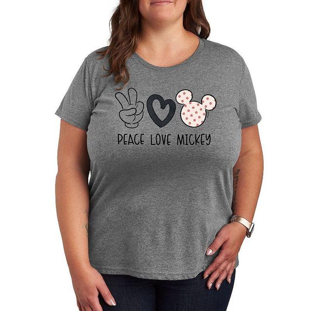 Plus Size Disney Peace Love Mickey Graphic Tee, Womens White Product Image