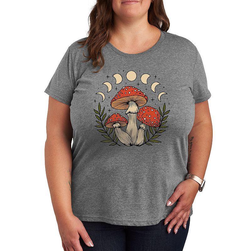 Womens Fall Mushrooms Graphic Tee, Girls Grey Gray Product Image