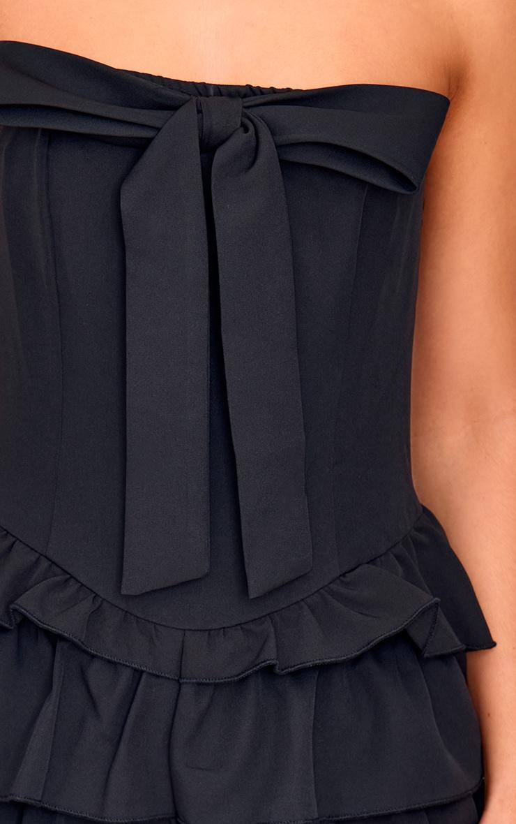 Black Bandeau Bow Detail Bloomer Skort Romper Product Image