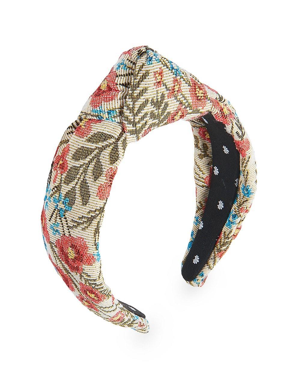 Womens Floral Brocade Knotted Headband Product Image