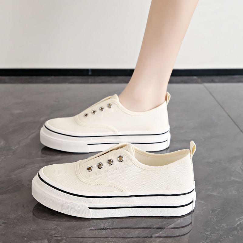 Laceless Platform Canvas Sneakers product image