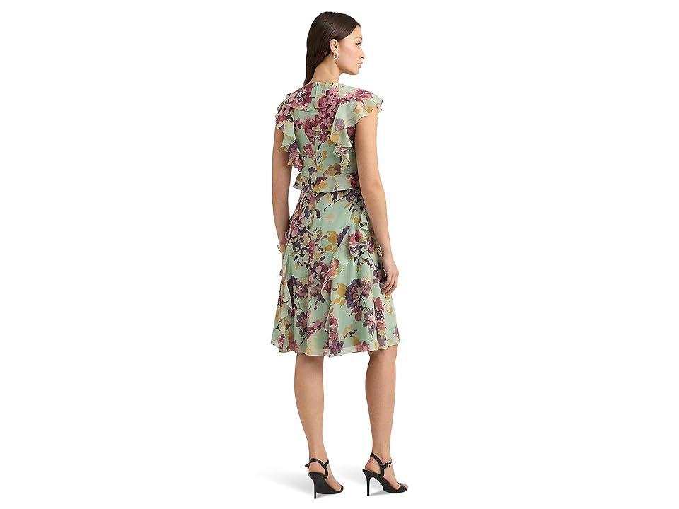 Lauren Ralph Lauren Floral Ruffle-Trim Georgette Dress (Light Multi) Women's Clothing Product Image