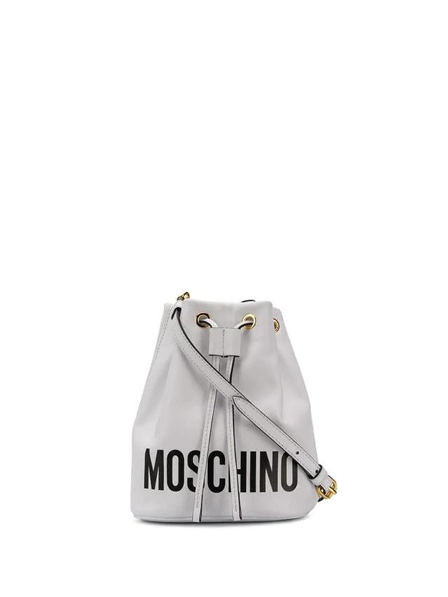 MOSCHINO Logo Bucket Bag In White Product Image