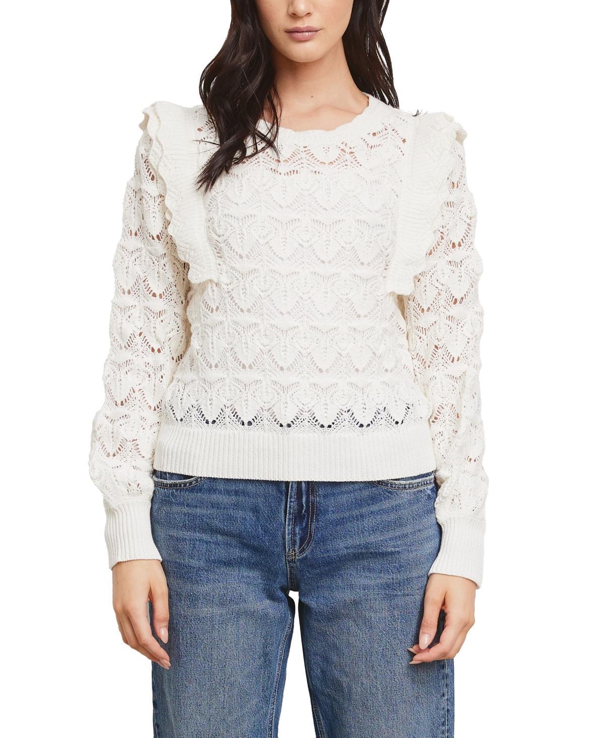 Fever Womens Pointelle Ruffle Sweater product image