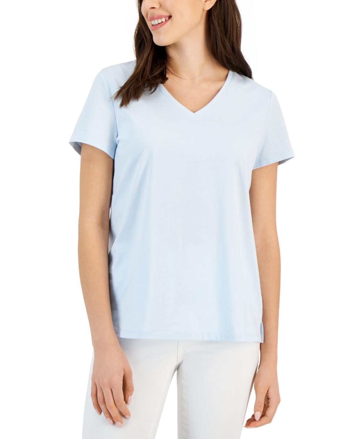 Charter Club Womens Solid V-Neck Short-Sleeve Sleepwear Top, Created for Macys Product Image