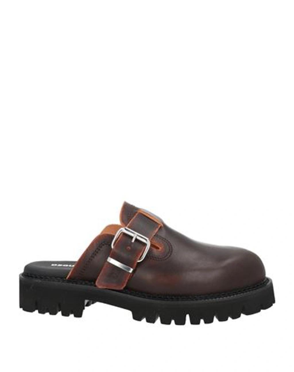 DSQUARED2 Man Mules & Clogs Dark Brown Size 8 Soft Leather Product Image