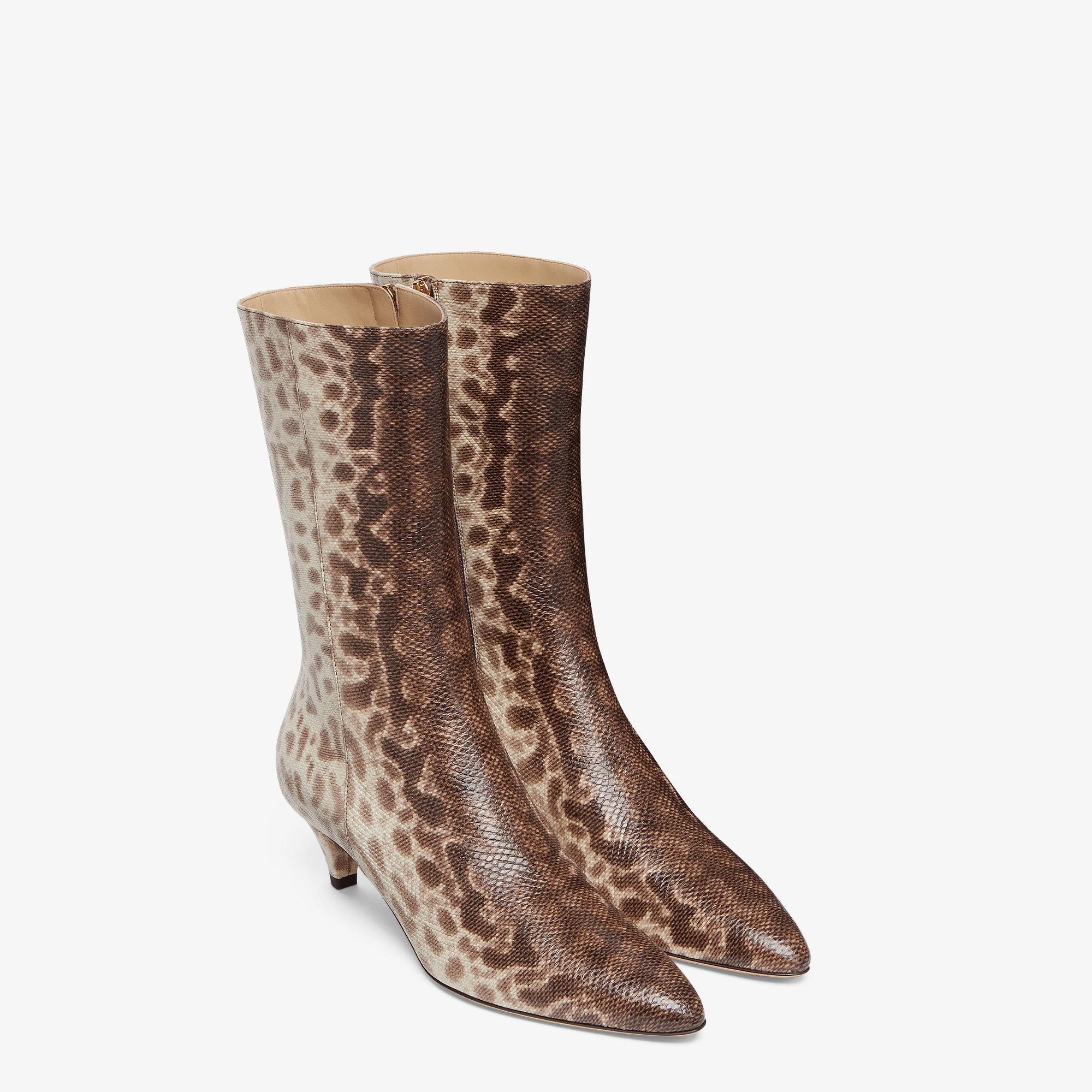 Fendi FiloBeige karung leather medium-heeled boots Product Image