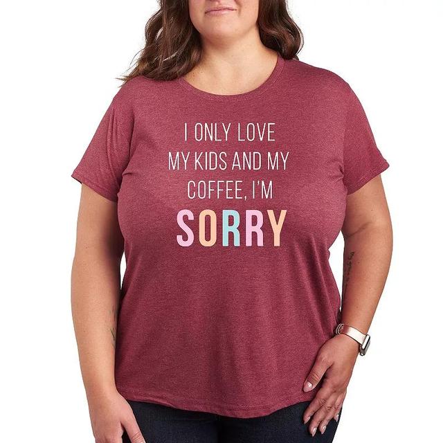 Plus Only Love My Kids Sorry Graphic Tee, Womens Heather Grey Product Image