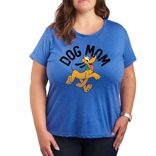 Disneys Pluto Plus Size Dog Mom Graphic Tee, Womens Grey Royal Blue Product Image