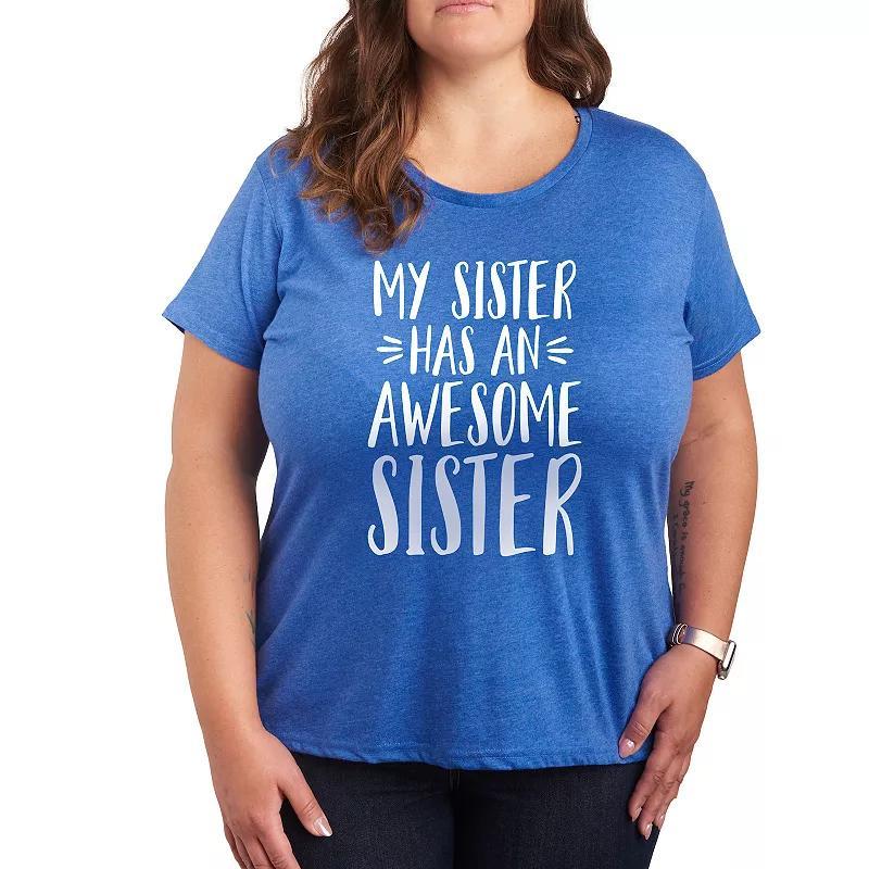 Plus My Sister Has Awesome Sister Graphic Tee, Womens Grey Blue Product Image