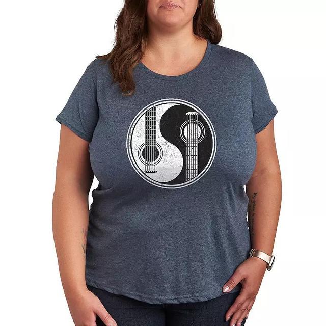 Plus Yin Yang Guitar Graphic Tee, Womens Grey Green Product Image