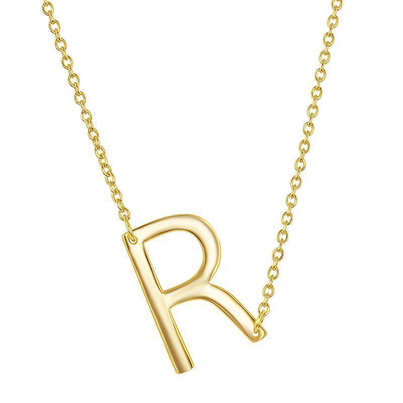 Sterling Silver Sideways Initial Necklace, Womens Gold Tone D Product Image