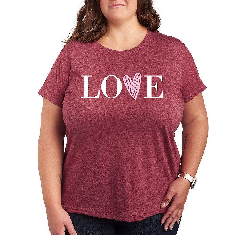 Plus Love Heart Graphic Tee, Womens Dark Grey Product Image