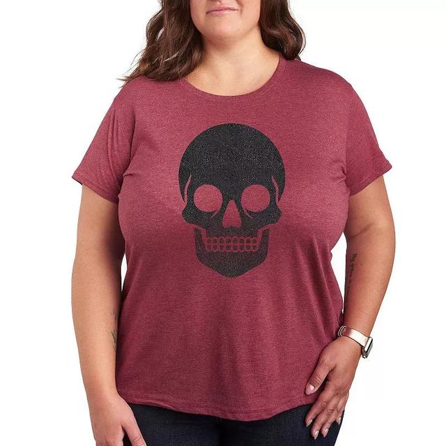 Plus Size Skull Sparkle Graphic Tee, Womens Grey Green Product Image